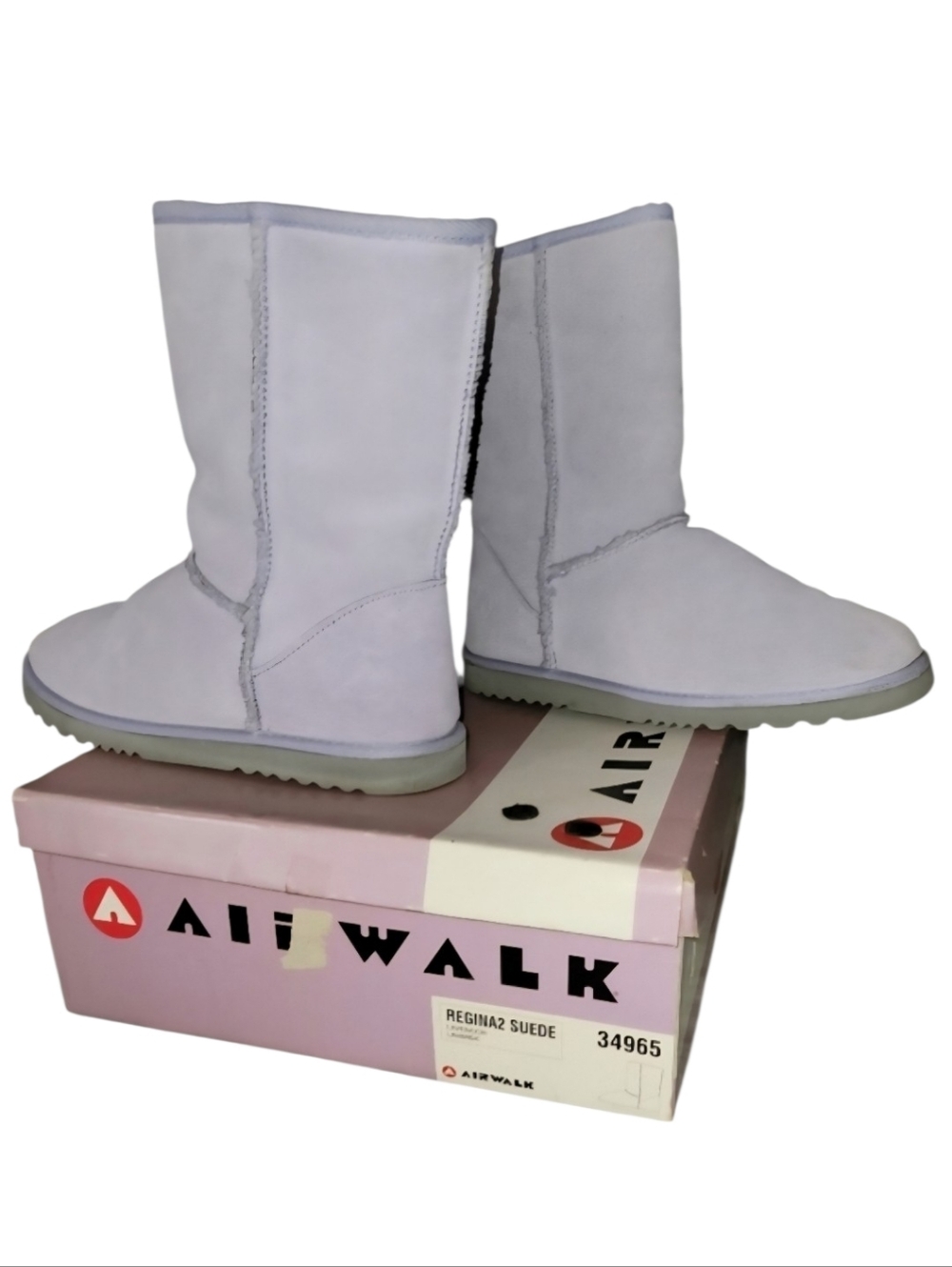 Airwalk Regina 2 Genuine Suede Sheepskin Lavender Midcalf Winter Boots Size 8.5